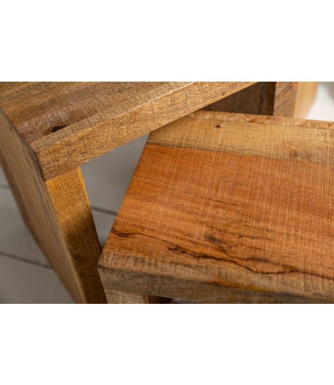 Invicta Interior Stevige set van 3 bijzettafels MAKASSAR 45cm mango natuurlijk massief hout - 40594