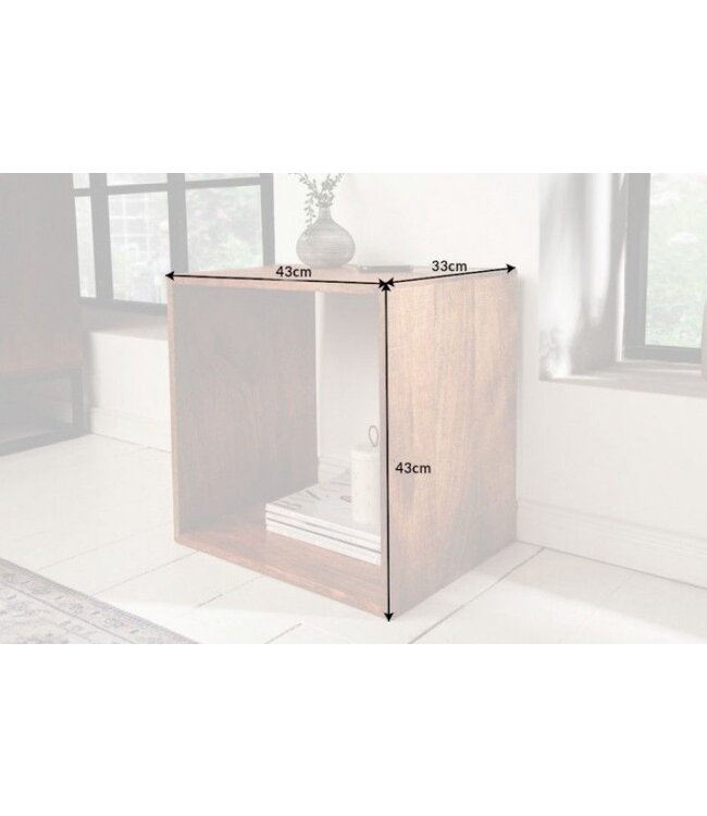 Invicta Interior Handgemaakte bijzettafel MAKASSAR 43cm mangohouten plank - 40597