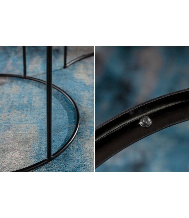 Invicta Interior Set van 2 ronde salontafels ELEMENTS 65cm zilverzwart metalen bijzettafeltje - 40637