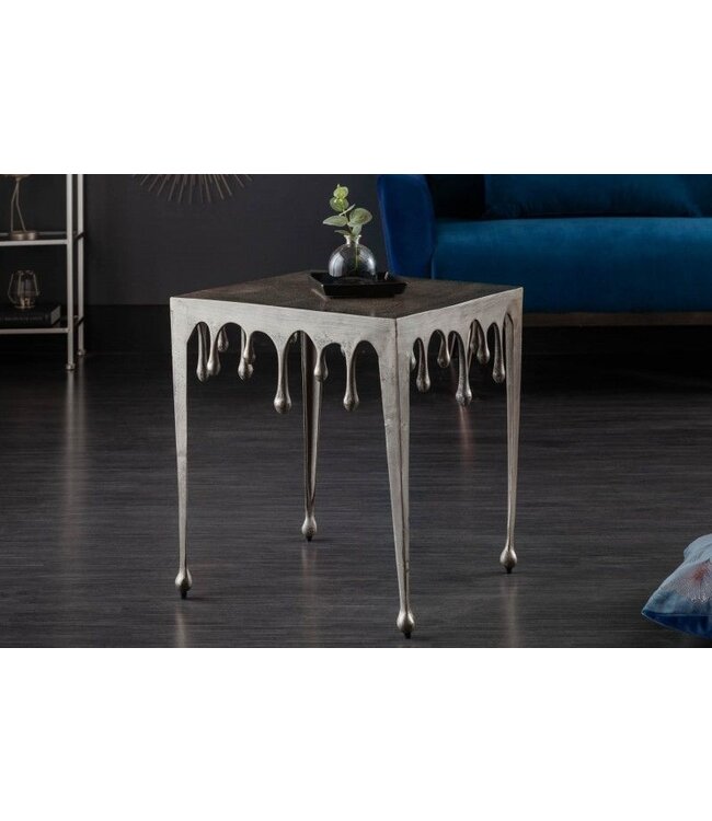 Invicta Interior Extravagante salontafel LIQUID LINE L 46 cm zilver druppelvormig design - 40640