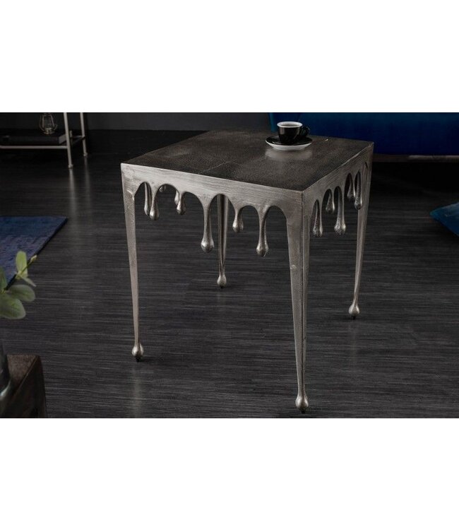 Invicta Interior Extravagante salontafel LIQUID LINE L 46 cm zilver druppelvormig design - 40640