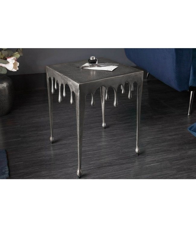 Invicta Interior Extravagante bijzettafel LIQUID LINE S 34cm zilver traandesign - 40641