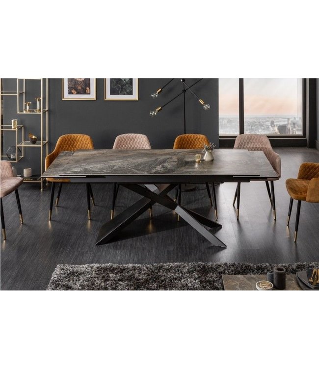 Invicta Interior Uitschuifbare eettafel EUPHORIA 180-220-260cm taupe antraciet keramiek gemaakt in Italie - 40644