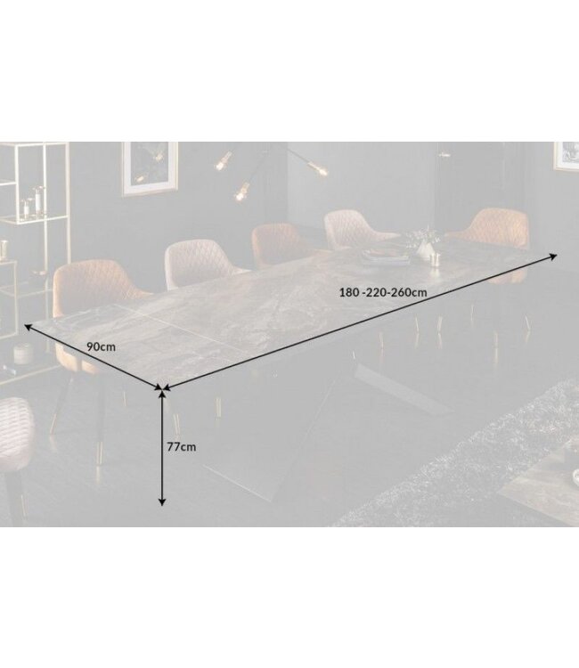 Invicta Interior Uitschuifbare eettafel EUPHORIA 180-220-260cm taupe antraciet keramiek gemaakt in Italie - 40644