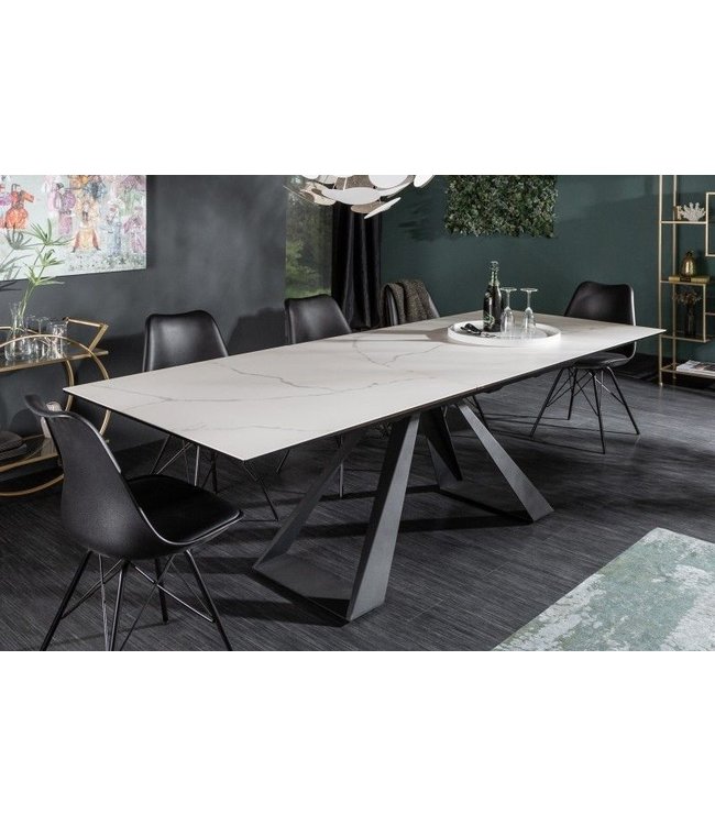 Invicta Interior Uitschuifbare eettafel CONCORD 180-230cm marmer wit keramiek gemaakt in Italie - 40646