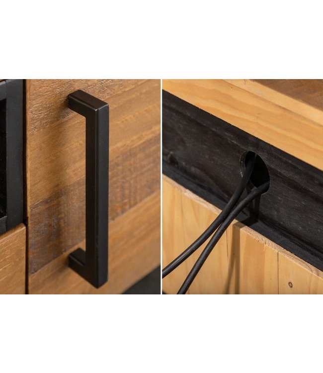 Invicta Interior Massief TV-lowboard THOR 200cm gerecycled grenenhout in industrieel design - 40684