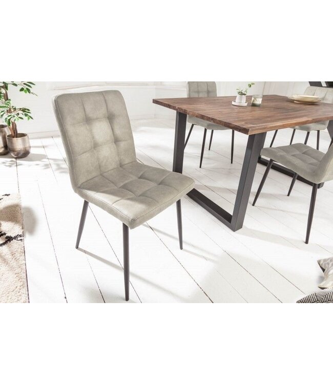 Invicta Interior Retro design stoel MODENA steengrijs met decoratieve stiksels - 40690