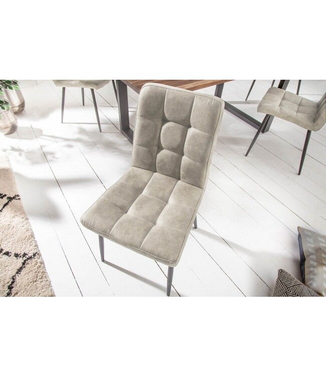 Invicta Interior Retro design stoel MODENA steengrijs met decoratieve stiksels - 40690