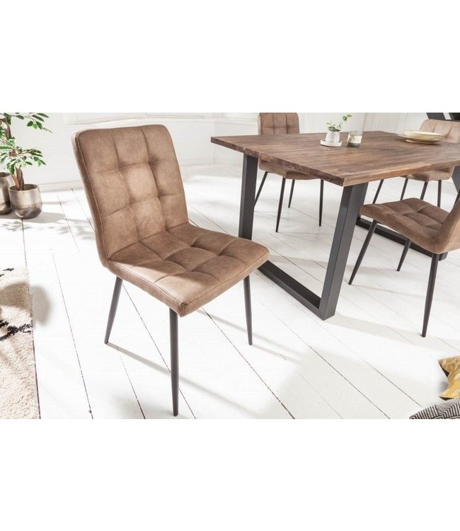 Invicta Interior Retro design stoel MODENA antiek taupe met decoratieve stiksels - 40691