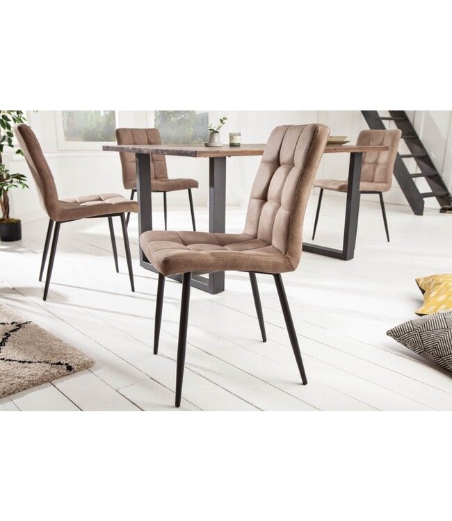 Invicta Interior Retro design stoel MODENA antiek taupe met decoratieve stiksels - 40691