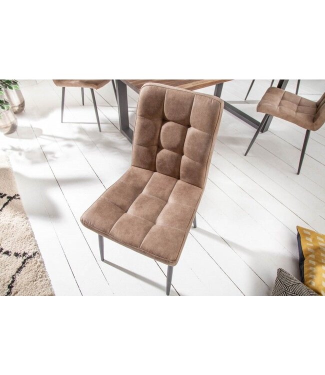 Invicta Interior Retro design stoel MODENA antiek taupe met decoratieve stiksels - 40691