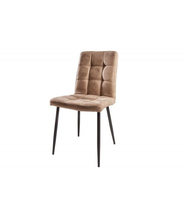 Invicta Interior Retro design stoel MODENA antiek taupe met decoratieve stiksels - 40691