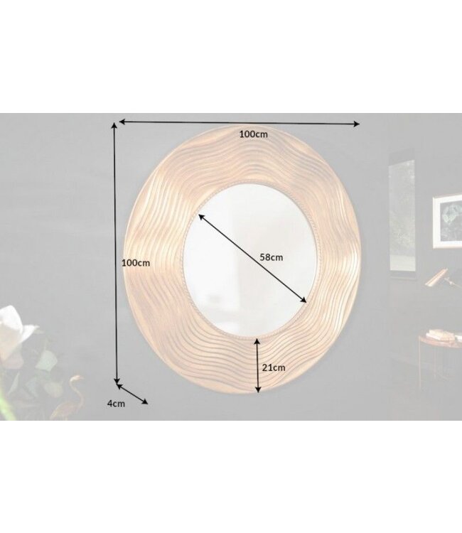 Invicta Interior Elegante wandspiegel CIRCLE 100cm goud rond met versierde lijst - 40697