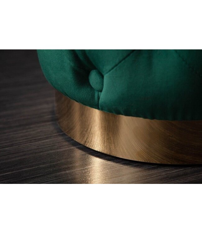 Invicta Interior Design kruk MODERN BAROK 40cm donkergroen goud fluweel Chesterfield - 40730