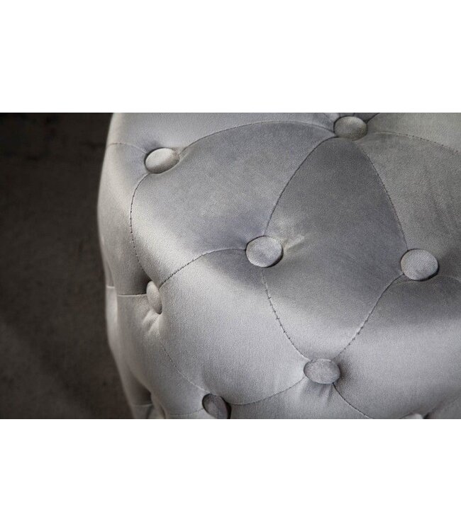 Invicta Interior Design kruk MODERN BAROK 37cm edel grijs goud fluweel Chesterfield - 40731