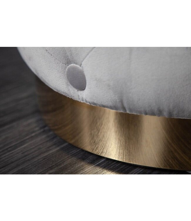 Invicta Interior Design kruk MODERN BAROK 37cm edel grijs goud fluweel Chesterfield - 40731