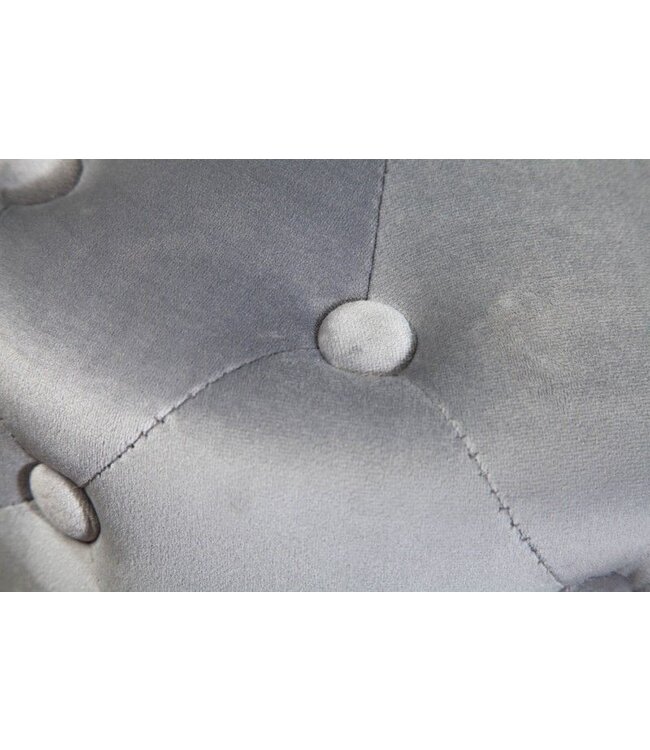 Invicta Interior Design kruk MODERN BAROK 37cm edel grijs goud fluweel Chesterfield - 40731