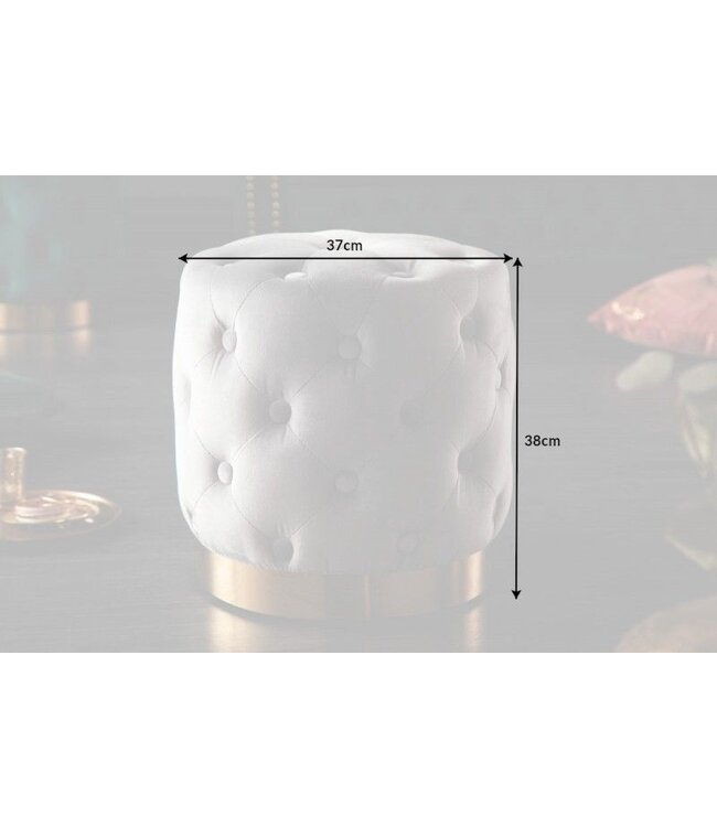 Invicta Interior Design kruk MODERN BAROK 37cm edel grijs goud fluweel Chesterfield - 40731