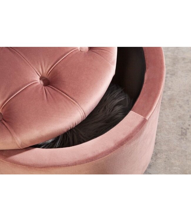 Invicta Interior Elegante kruk MODERN BAROK 50cm oudroze fluwelen opbergmand - 40736