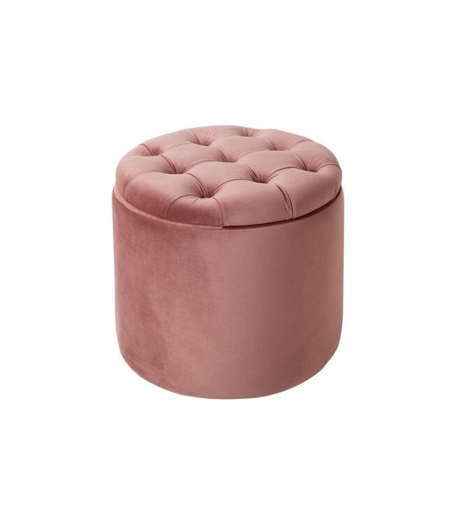 Invicta Interior Elegante kruk MODERN BAROK 50cm oudroze fluwelen opbergmand - 40736