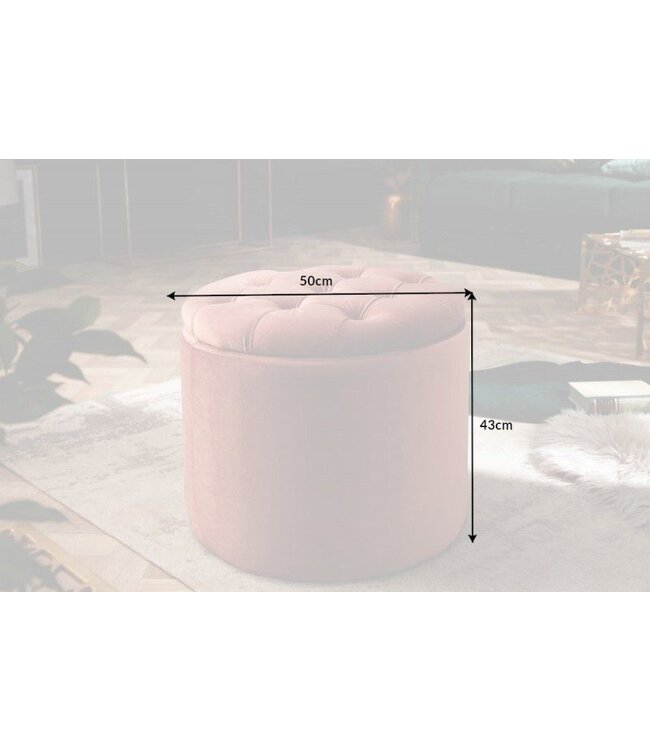 Invicta Interior Elegante kruk MODERN BAROK 50cm oudroze fluwelen opbergmand - 40736