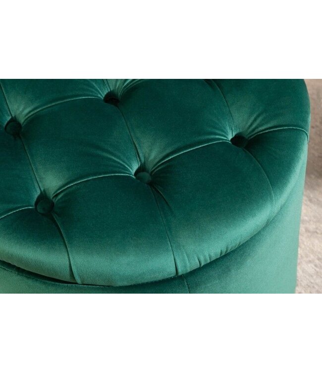 Invicta Interior Elegante kruk MODERN BAROQUE 50cm donkergroene fluwelen opbergmand - 40737