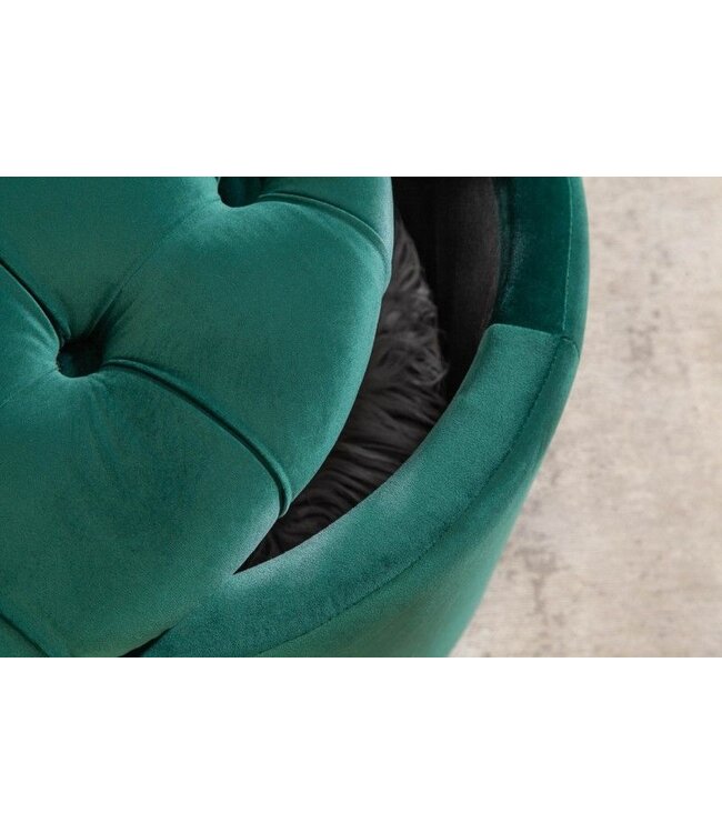 Invicta Interior Elegante kruk MODERN BAROQUE 50cm donkergroene fluwelen opbergmand - 40737