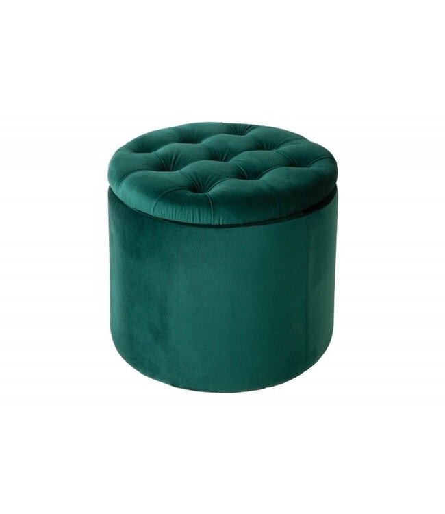 Invicta Interior Elegante kruk MODERN BAROQUE 50cm donkergroene fluwelen opbergmand - 40737