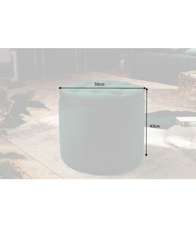 Invicta Interior Elegante kruk MODERN BAROQUE 50cm donkergroene fluwelen opbergmand - 40737