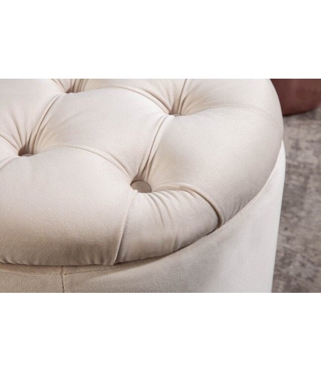 Invicta Interior Elegante kruk MODERN BAROK 50 cm champagne fluwelen opbergmand - 40738