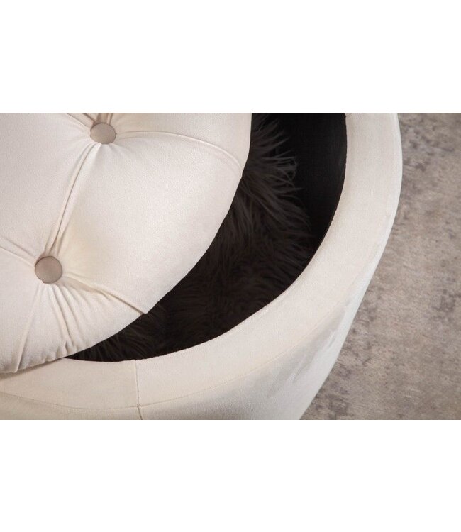 Invicta Interior Elegante kruk MODERN BAROK 50 cm champagne fluwelen opbergmand - 40738