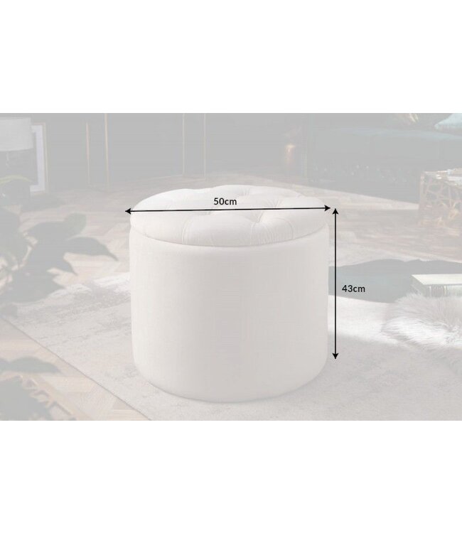 Invicta Interior Elegante kruk MODERN BAROK 50 cm champagne fluwelen opbergmand - 40738