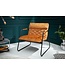 Invicta Interior Retro fauteuil MUSTANG LOUNGER mosterdgeel fluweel met decoratieve stiksels - 40759