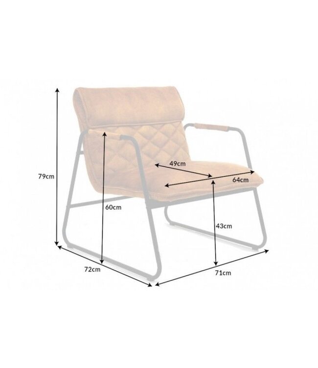 Invicta Interior Retro fauteuil MUSTANG LOUNGER mosterdgeel fluweel met decoratieve stiksels - 40759