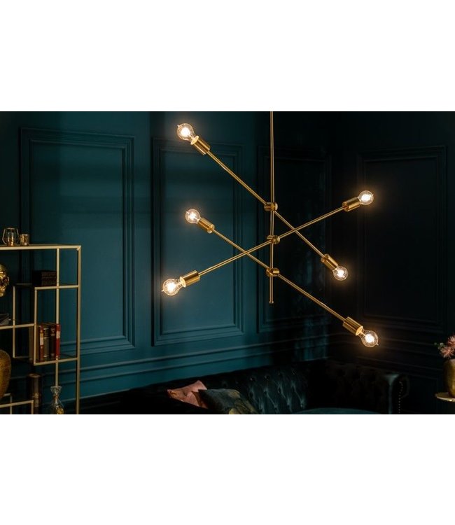 Invicta Interior Elegante hanglamp VARIATION 128cm goud met zes draaibare lampjes - 40772