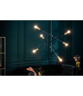 Invicta Interior Elegante hanglamp VARIATION 128cm zwart goud met zes draaibare lampjes - 40773