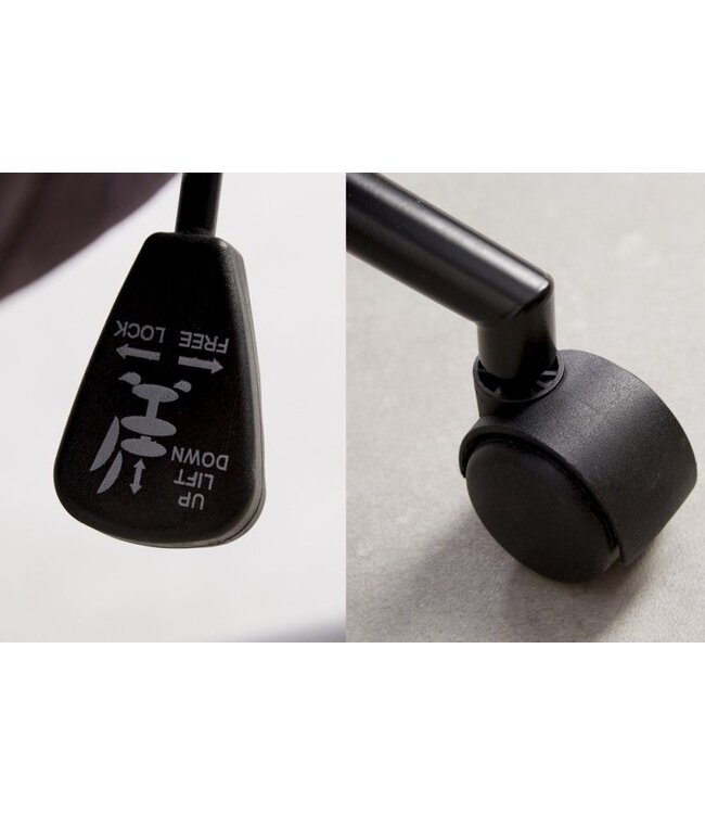 Invicta Interior In hoogte verstelbare bureaustoel EUPHORIA donkergrijs fluweel met decoratieve stiksels - 40865