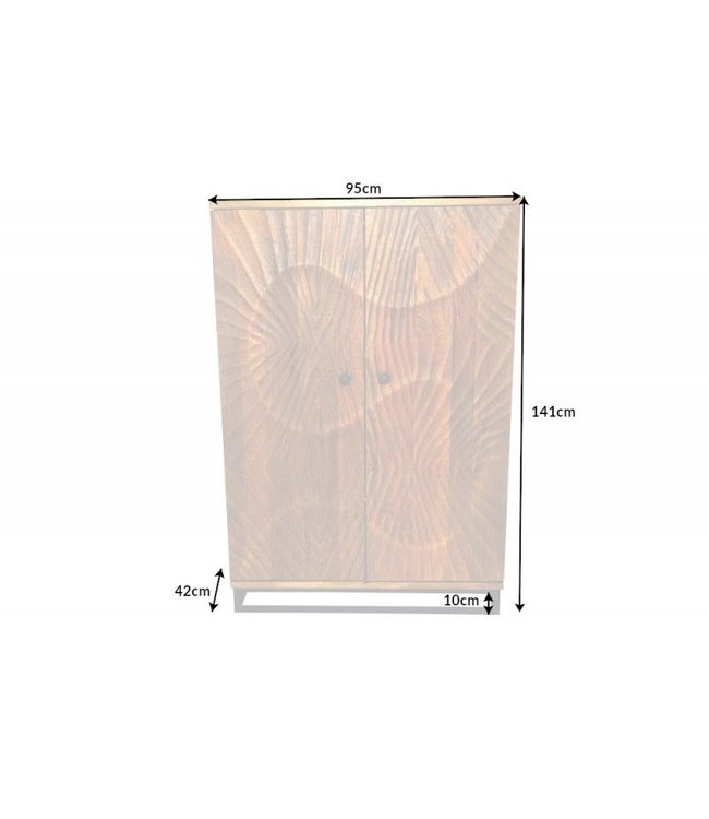 Invicta Interior Massieve barkast SCORPION 141cm bruin mangohout gedetailleerd 3D-houtsnijwerk - 40955