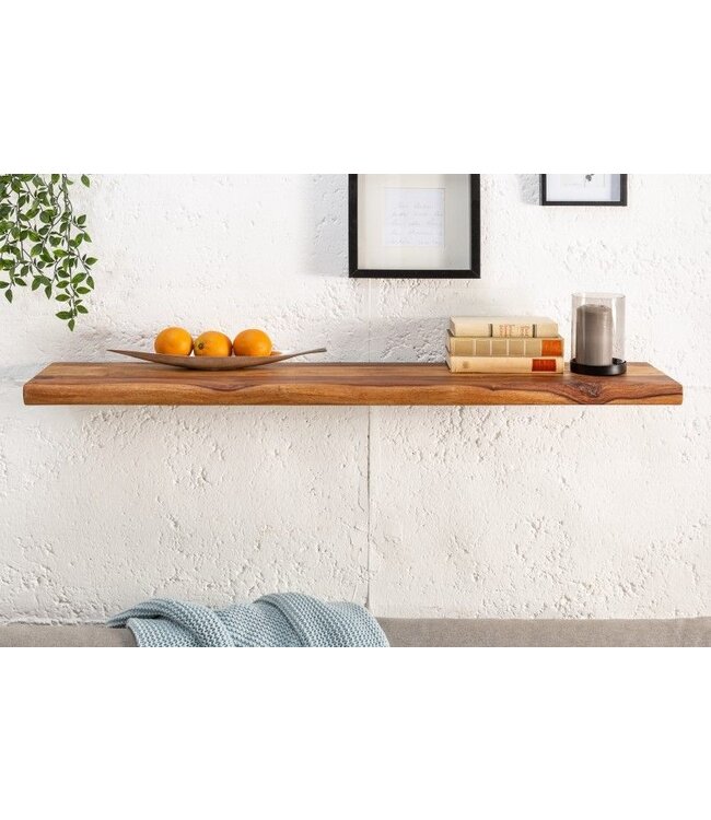 Invicta Interior Stevige wandplank MAMMUT 115cm Sheesham plank met boomrand - 40958