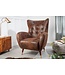 Invicta Interior Retro design fauteuil DON antiek bruin met veerkern gouden voetdoppen - 40982