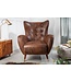 Invicta Interior Retro design fauteuil DON antiek bruin met veerkern gouden voetdoppen - 40982