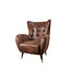 Invicta Interior Retro design fauteuil DON antiek bruin met veerkern gouden voetdoppen - 40982