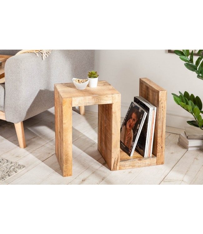 Invicta Interior Handgemaakte bijzettafel S 60cm massief mangohout verstelbaar - 41001