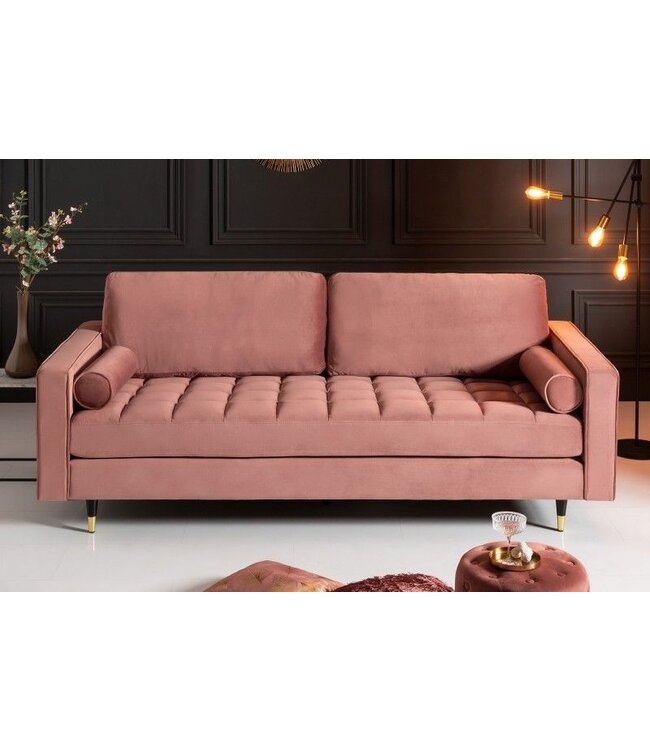 Invicta Interior Design 3-zits loungebank COSY VELVET 220cm oudroze fluwelen veerkern - 41071