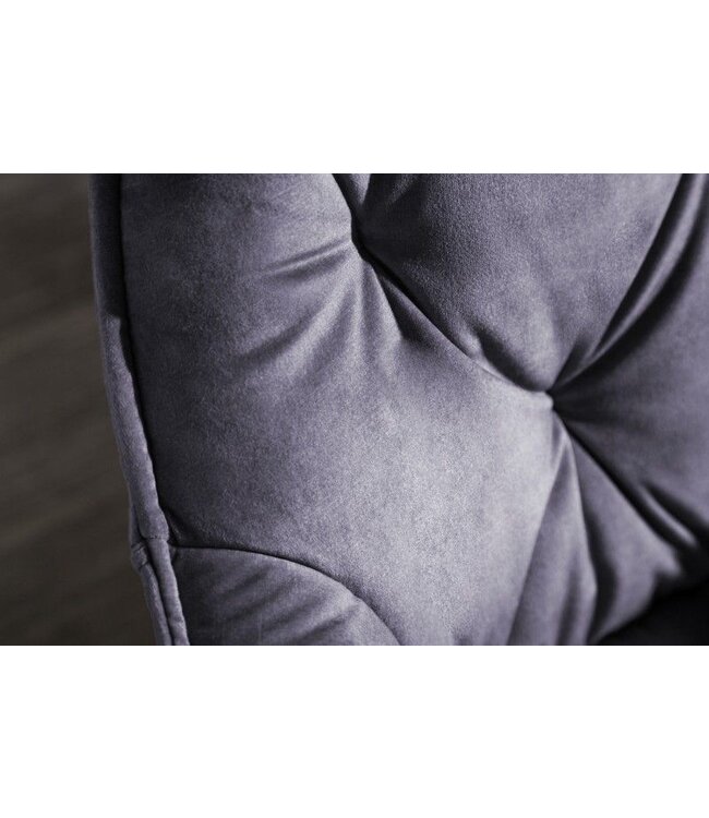 Invicta Interior Design stoel MILANO grijs fluweel met Chesterfield quilting - 41177