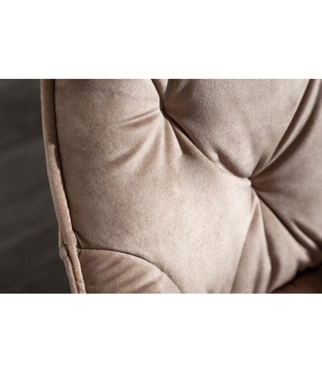 Invicta Interior Design stoel MILANO champagne fluweel met Chesterfield quilting - 41178