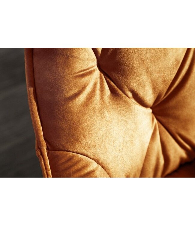 Invicta Interior Design stoel MILANO mosterdgeel fluweel met Chesterfield quilting - 41179