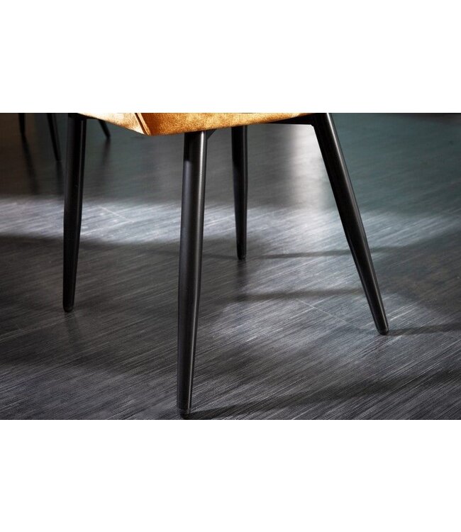 Invicta Interior Design stoel MILANO mosterdgeel fluweel met Chesterfield quilting - 41179