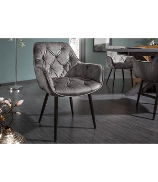 Invicta Interior Design stoel MILANO groen fluweel met Chesterfield quilting - 41180