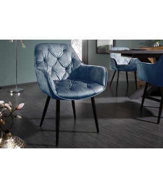 Invicta Interior Design stoel MILANO petrol fluweel met Chesterfield quilting - 41181